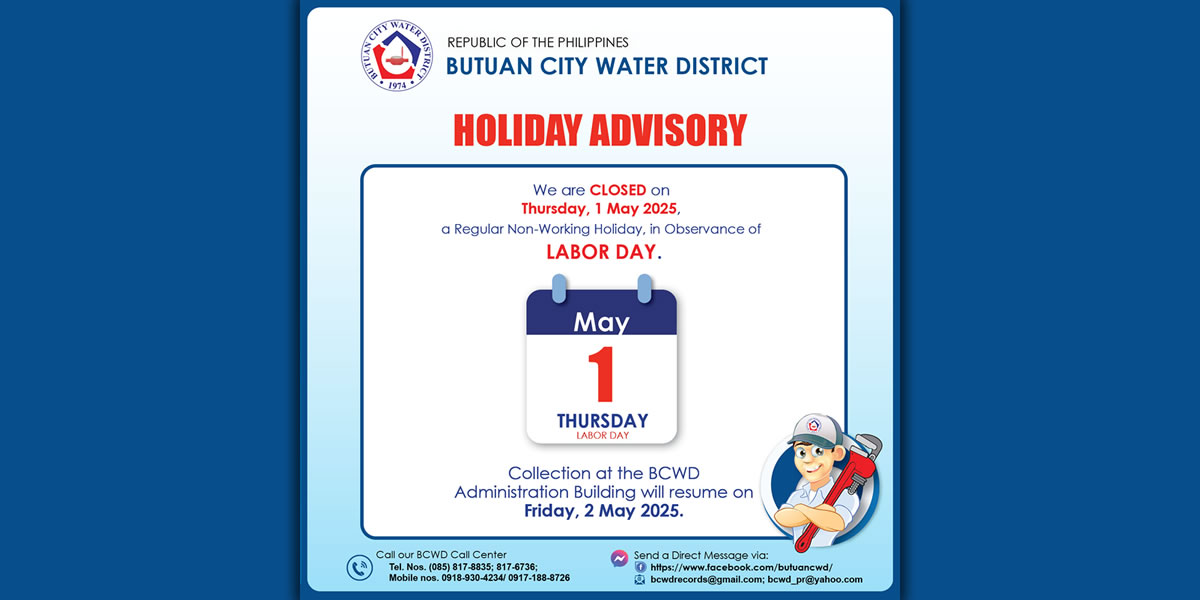 HOLIDAY ADVISORY (APRIL 29, 2025): WE ARE CLOSED ON MAY 1, 2025 A REGULAR HOLIDAY, IN OBSERVANCE OF LABOR DAY