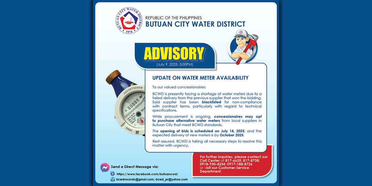 ADVISORY : Update on the Status of Water Meters July 8, 2025